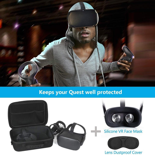 Case for Meta Quest Hard Carrying Case for Oculus Quest 1 VR Gaming Headset and Controllers Accessories Portable Travel Storage Case for Meta/Oculus Quest with Shoulder Strap (Black)