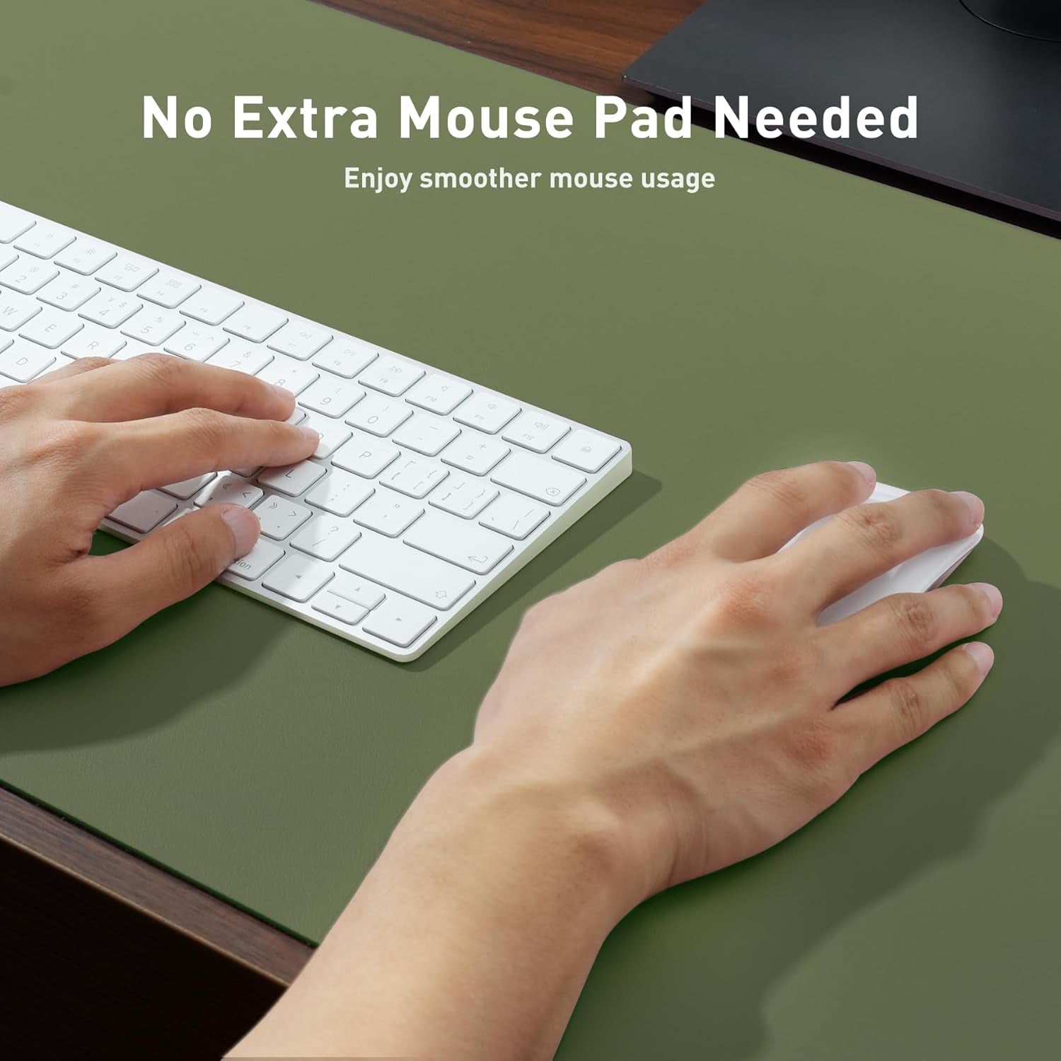 Leather Desk Pad Protector,Mouse Pad,Office Desk Mat, Non-Slip PU Leather Desk Blotter,Laptop Desk Pad,Waterproof Desk Writing Pad for Office and Home (31.5" X 15.7",Olive Green)
