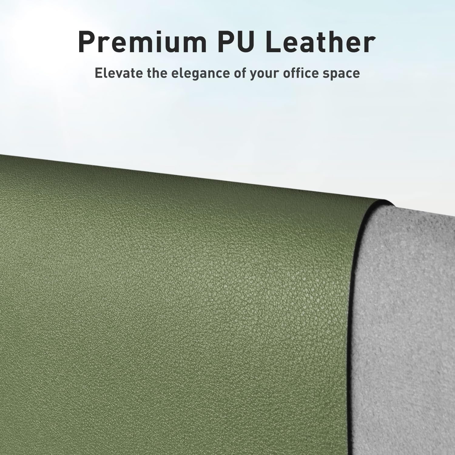 Leather Desk Pad Protector,Mouse Pad,Office Desk Mat, Non-Slip PU Leather Desk Blotter,Laptop Desk Pad,Waterproof Desk Writing Pad for Office and Home (31.5" X 15.7",Olive Green)