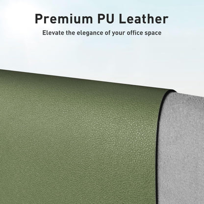 Leather Desk Pad Protector,Mouse Pad,Office Desk Mat, Non-Slip PU Leather Desk Blotter,Laptop Desk Pad,Waterproof Desk Writing Pad for Office and Home (31.5" X 15.7",Olive Green)