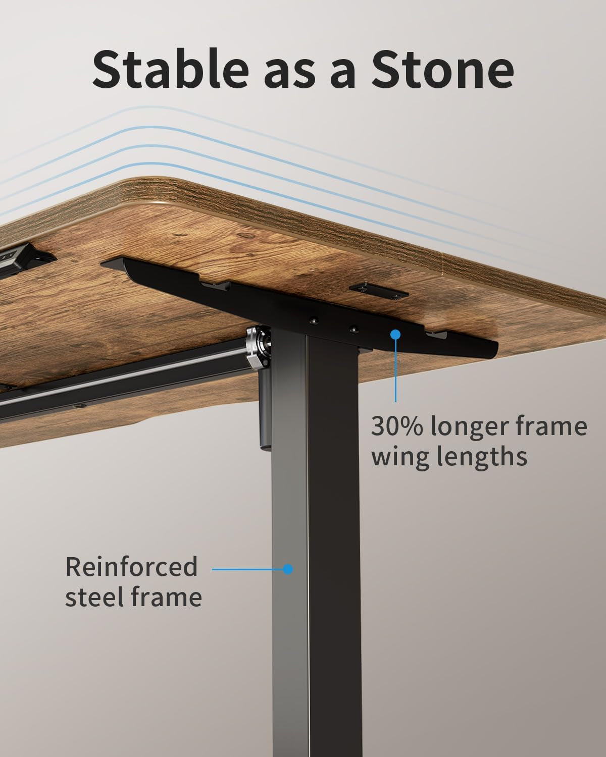 Height Adjustable Electric Standing Desk, 48 X 24 Inches Stand up Table, Sit Stand Home Office Desk with Splice Board, Black Frame/Rustic Brown Top